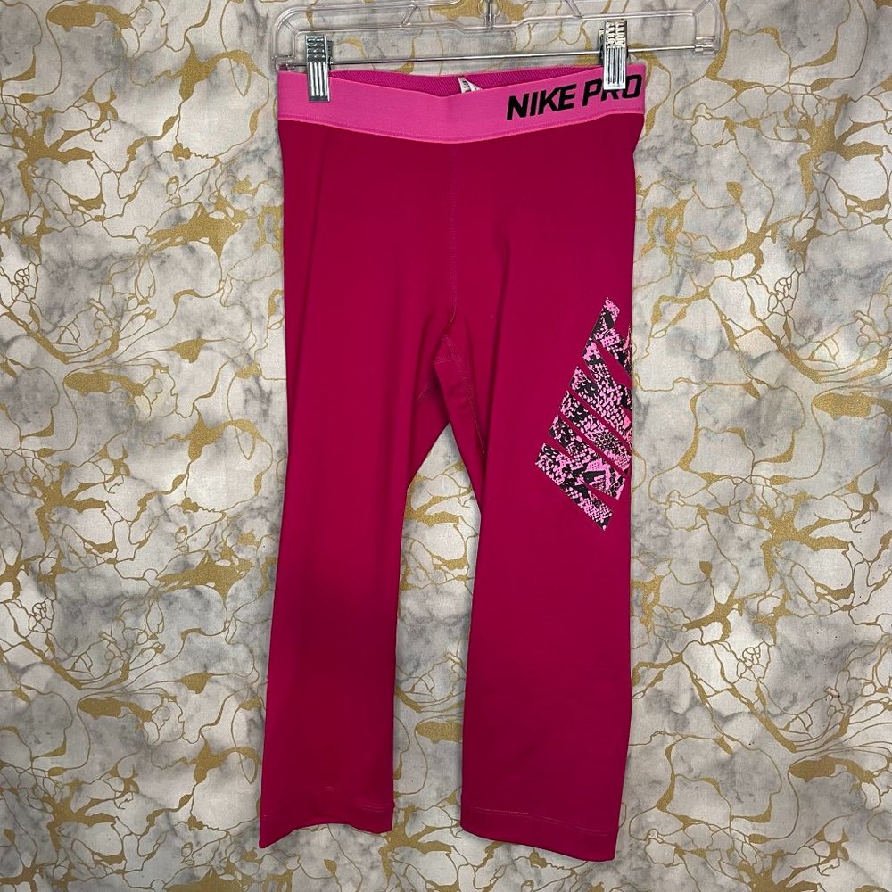 Nike Pro Pink Snake Print Crop Leggings Size Small